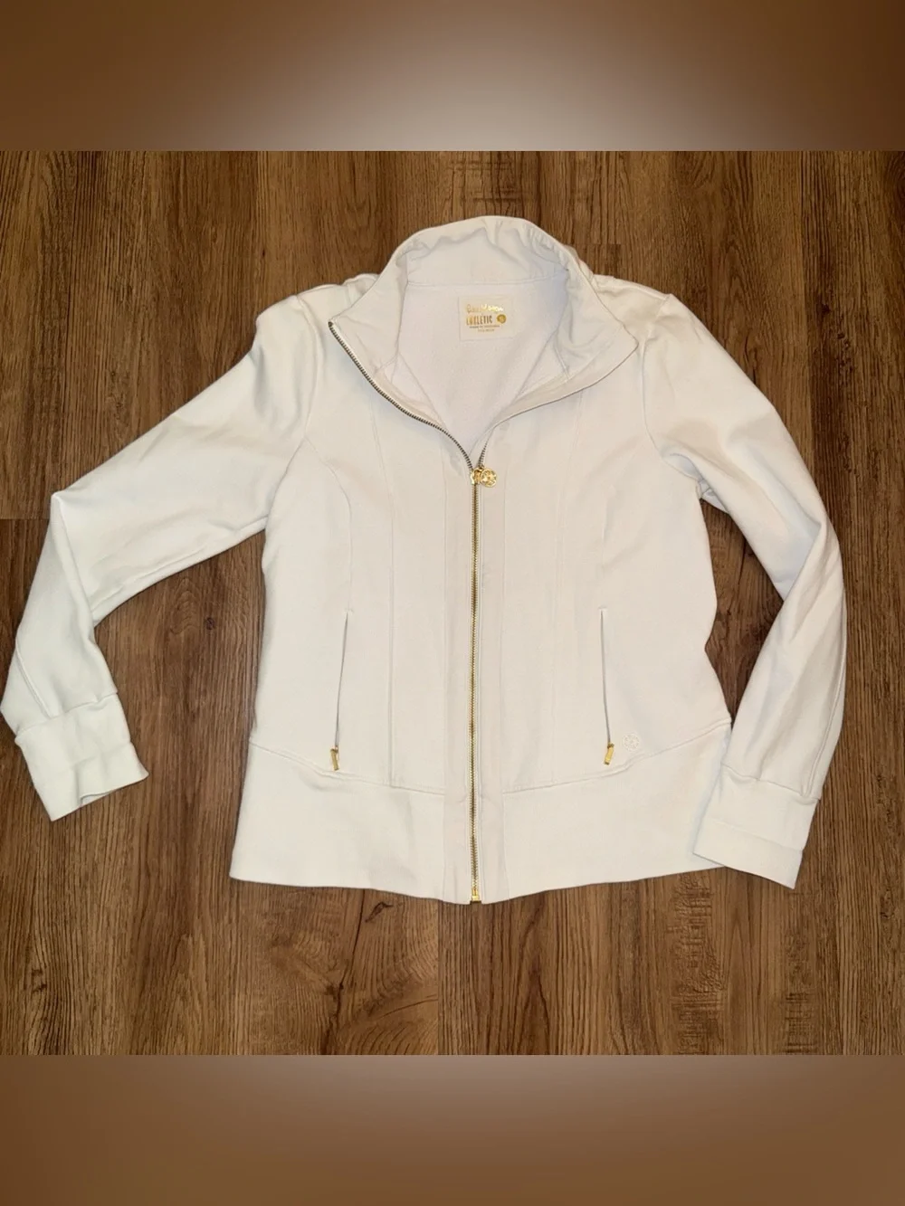 lilly pulitzer jacket womens small white luxletic al fresco full zip lightweight
